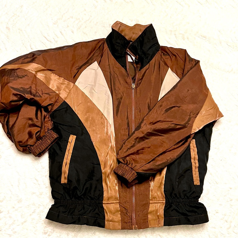Vintage Brown Metallic Wind Breaker- Medium